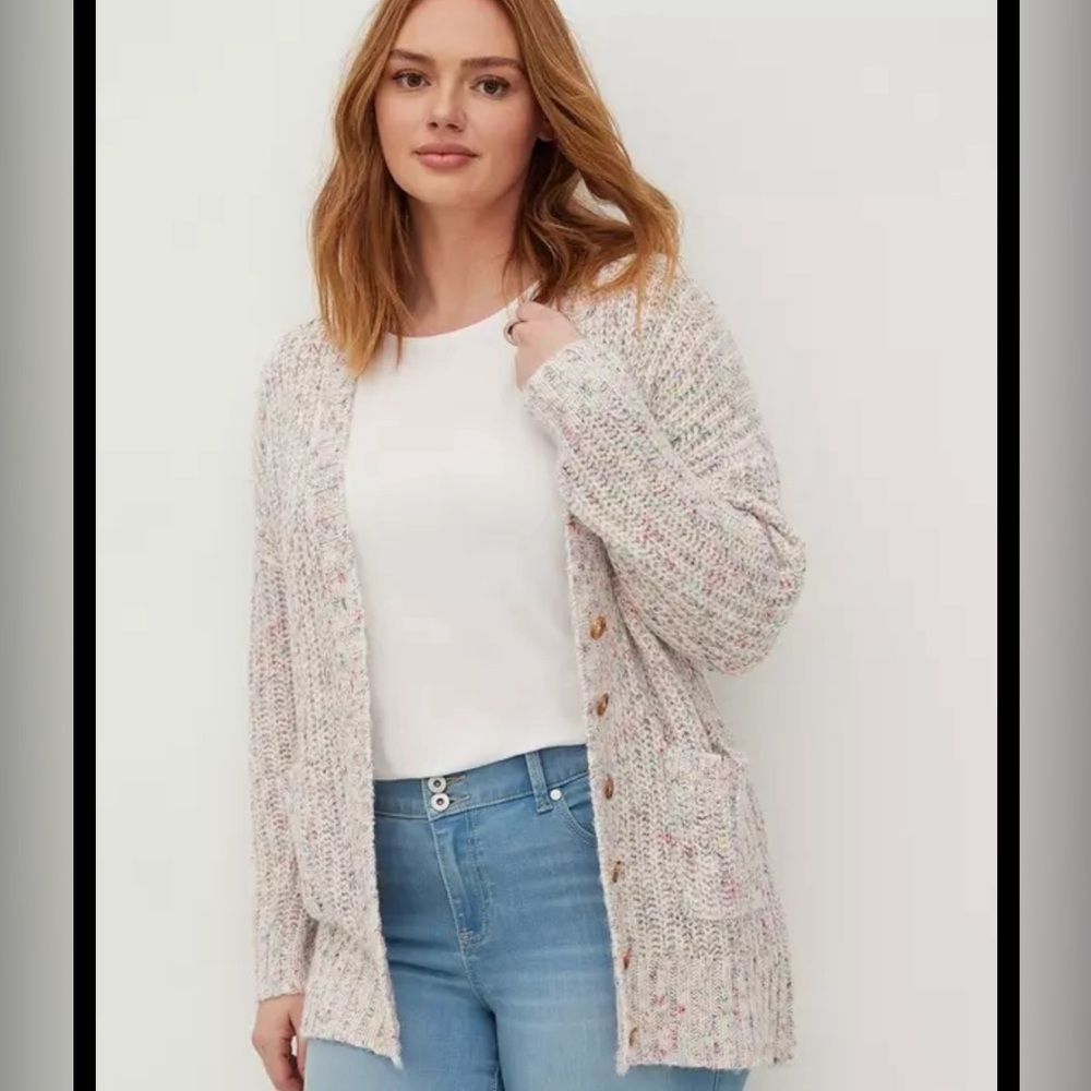 Torrid Multicolor Knit Cardigan Sweater Button Front Pockets Plus Size 2